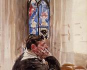 乔瓦尼 波尔蒂尼 : Portrait of a Man in Church